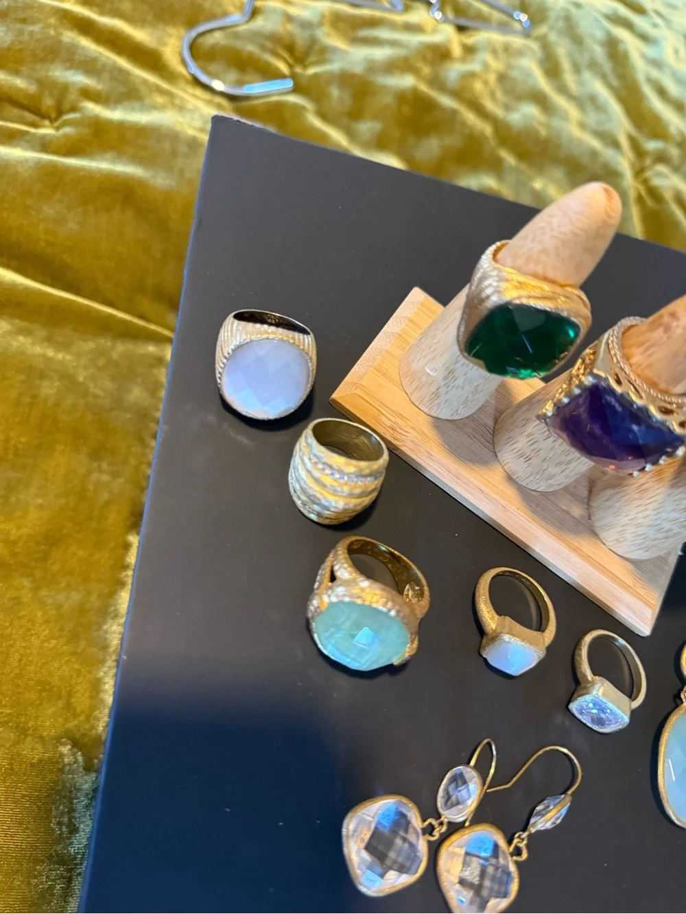 8 chunky cocktail rings matching earrings Rivka Friedman